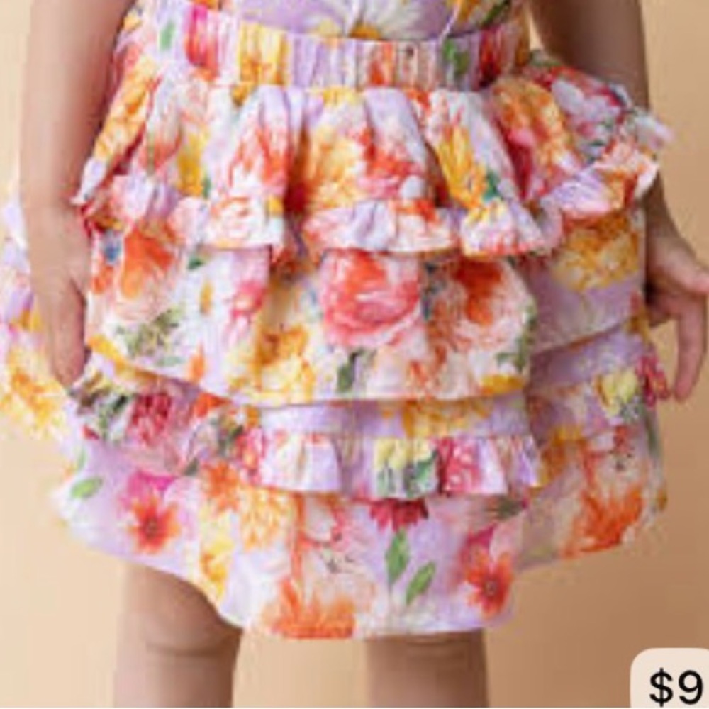 Posh Peanut Pink Floral Ruffle Skirt